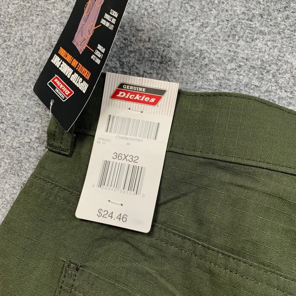 Dickies Pants Mens 36 Green Ripstop Range Relaxed Fit Cotton Utility Work